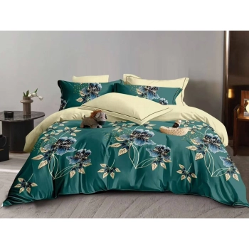 Pościel Flanelowa 160x200 zielono beżowa FL634